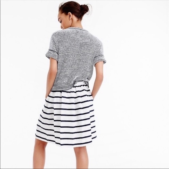 J. CREW Nautical Striped Pleated Lined Cotton Embroidered Mini Flounce Skirt 2 - Picture 2 of 10